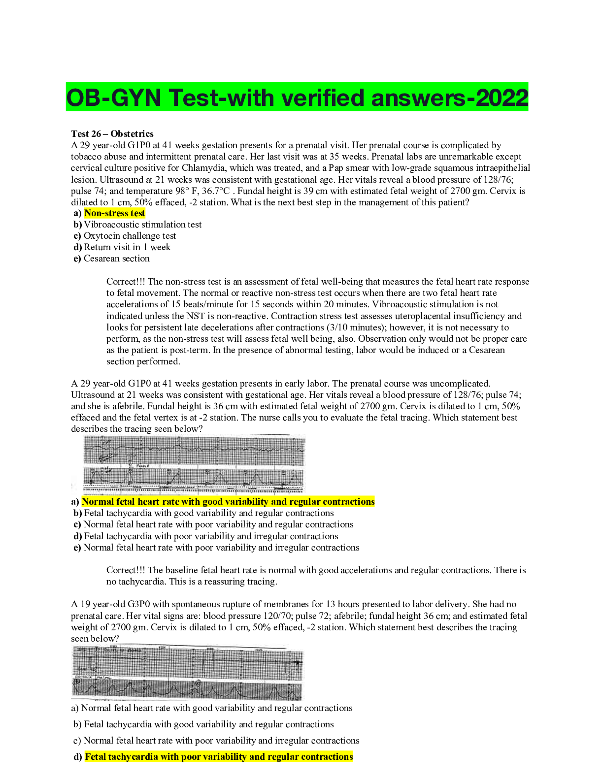 Preview image of OB-GYN Test-with verified answers-2022 document